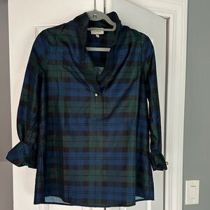 Tuckernuck Blue and Green Plaid Blouse